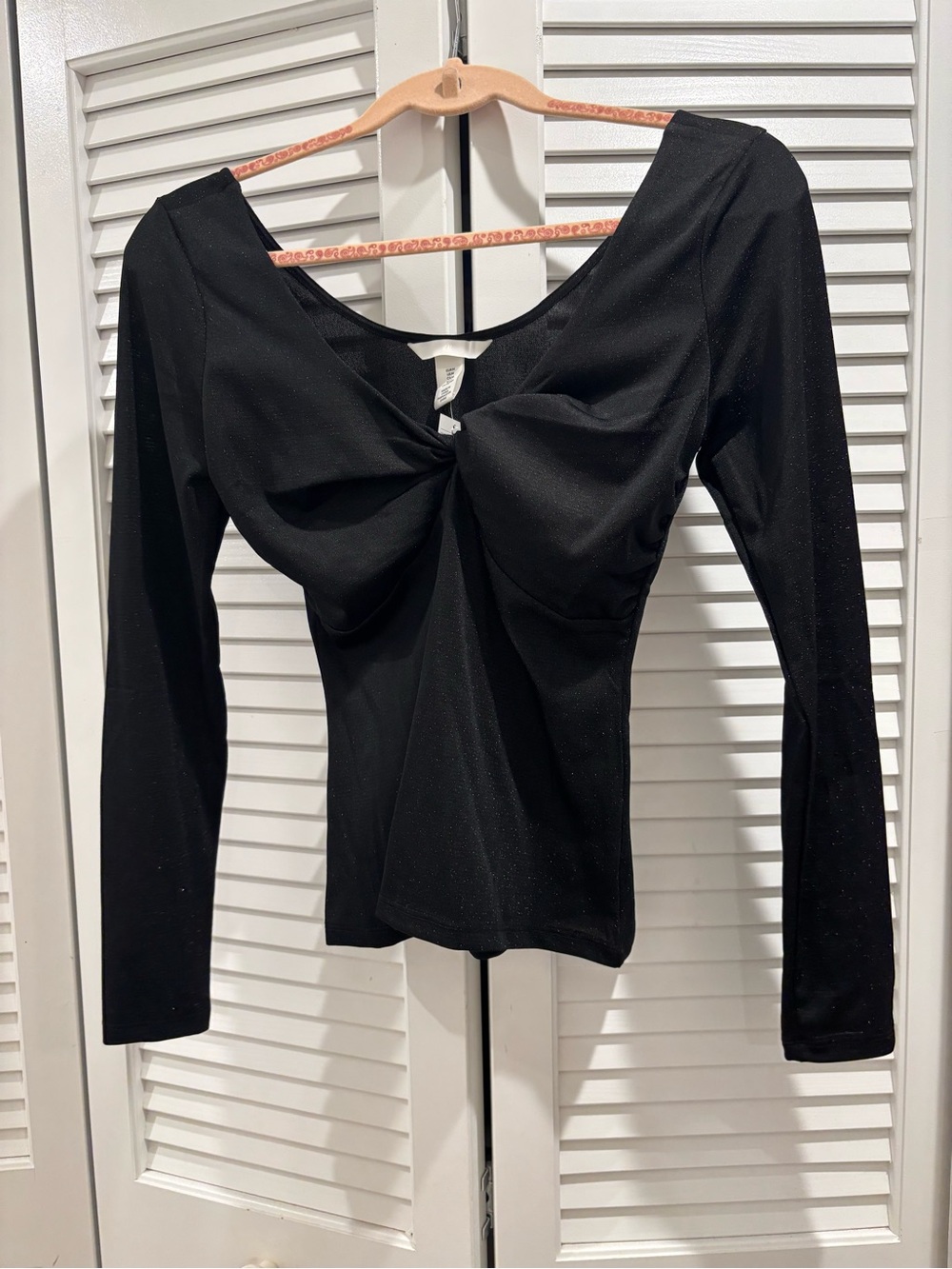 H&M Black Long-Sleeve Twist-Front Top